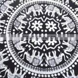 Indian Cotton Table Cloth Black-White Mandala Elephants Printed Dinning Vintage Wall Hanging Throw Bed Sheet Cover TC49 thumbnail-3