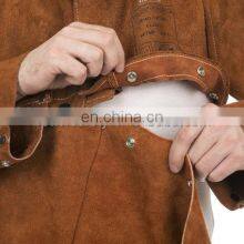 Rust Red Split Cowhide Leather Welding Cape Clothing Sleeves With Detachable Split Cow Leather Welder Apron thumbnail-2