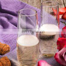 Amazing Transparent PET Logo Wine Wedding Customize Flute Stemless Plastic Glasses Champagne thumbnail-4