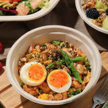 500ml Eco Friendly Biodegradable Food Packaging Salad Round Sugarcane Bagasse Paper Pulp Bowl With Lid (300/CS) thumbnail-5