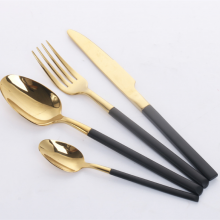 Black Colored Handle Flatware Sets 304 Stainless Steel Gold Cutlery Set For Wedding thumbnail-1