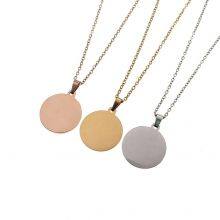 Blank Custom Engraved Name of Stainless Steel Circular Pendant Necklace thumbnail-5