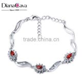 Casual Style Jewelry Fashion Flower Charms Platinum Plated Brass Jewelry Bracelet