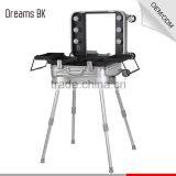 High Quality Aluminum Makeup Case With Legs and Lighted Mirror