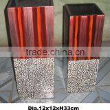 An Unique Design: A 12X12xH33cm Lacquer Vase With Egg- Shell Inlay thumbnail-1