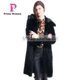 2015 New Design Medium Length Winter Women Coat With Mink Fur Hat Overcoat thumbnail-2