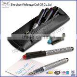 Fashion Design Black Lichee Grain PU Leather Pen Bag