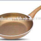 Aluminum Pressed /Forged Non-stick Ceramic Coated Gold Color Induction Fry Pan Pizza Pan thumbnail-1