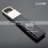 High Quality Promotional Black Genuine Leather Zinc Alloy Blank Metal Car Leather Keychain thumbnail-5
