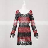 PM-004 Branded Red and Black Fashion Punk Rave Broken Pullover Striped Sweater thumbnail-4
