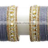 Party Wear Bollywood Bridal Designer Gold Plated Ethnic Bangles Set For Girls & Women thumbnail-5