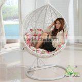 New Trendy Indoor Outdoor Bedroom Balcony Resin Plastic PVC PE Rattan Wicker Single Seat Swing Chair thumbnail-4