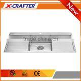 Commercial kitchen furniture stainless steel single bowl double drainboard used sinks