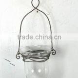 DIA9cm Hanging Metal Candle Holder W/hurricane Glass thumbnail-1