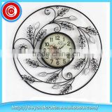 Classic hand craft flower pattern fancy durable metal decorative wall clock