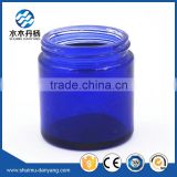 Fancy 100ml blue round screw cap glass cosmetic cream jar