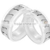 Creative Good-looking Stainless Steel and White Ceramic Combination Ring, Payment Asia China thumbnail-1