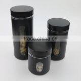 Black Colored Iron Covered Glass Storage Jar With Metal Screw Lid thumbnail-3