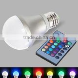 3W RGB LED Color Changing Lamp With Remote Controller Globe Bulb 85-265V E27 CJ-RGBQPD-004