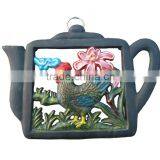 Teapot Shape With Chicken Cast Iron Trivets