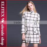 2015 Newest Black Plaid Straight Lady Overcoat Warm Winter Dress With Pocket thumbnail-4