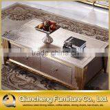 Luxury Dubai Design Golden Stainless Coffee Table Set thumbnail-3