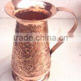 NICELY EMBOSSED 100% PURE COPPER PITCHER FOR WATER, BEER, MOSCOW MULE, VODKA, TRADITIONAL SOLID COPPER WATER JUG thumbnail-2