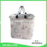 Collapsible Jute Fabric Laundry Basket With Removable Handles thumbnail-2