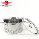 Useful White Color With Flower Decal Stainless Steel Handle Houseware Cooking Pot thumbnail-4