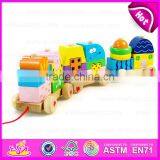 Kids Wooden Train Set Pull Along Toy,Wooden Block Train Toy for Children,Pull Shape Block Train Toy W05C021 thumbnail-6