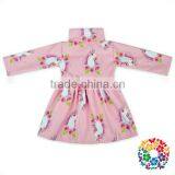 2017 New Pink Color Unicorn Prints Little Girls Coats Jackets High Collar Warm Cotton Kids Winter Jackets Whloesale Baby Jacket thumbnail-3