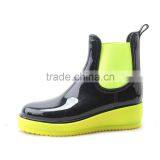 New Design Wedge Thick Heel Chelsea Shiny PVC Chelsea Rain Boots Women thumbnail-3