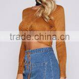 Long Sleeve Wrap Sexy Top Latest Design Women Fancy Saree Blouse Designs thumbnail-1