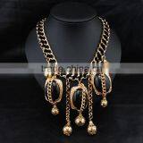 Vintage Ethnic Big Black Gemstone Pendant Chain Necklace Jewelry thumbnail-1