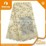 100% Cotton Swiss Voile Dry Lace Fabric With Embroidery/ Swiss Voile Lace in Switzerland for Garment SL0409-7 thumbnail-1