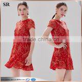 Manufacturer Machine Made Crochet Lace Evening Party Red Dress thumbnail-2