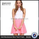 MGOO Stock Wholesale Price Women Pink Summer Pleated Skirts For Women Plain High Waist Skirts 15144C008 thumbnail-1