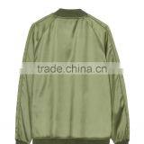 2017 Oem Fashion Custom Embroidery Logo Long Sleeve Army Green Men 100% Polyester Bomber Jacket thumbnail-3