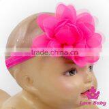 Lovely Toddler Floral Hot Pink Fabric Baby Girl Lace Bulk Flashing Flower Hair Accessories Elastic Headband thumbnail-2