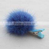 Myfur New Design Royal Blue Colorfu; Cute Mink Fur Hairpin Wholesale thumbnail-1