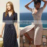 Runwaylover 146 Ladies Sexy Deep V-Neck Dot Printed Casual Dress thumbnail-2
