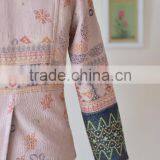 Handmade Boho Jacket With Embroidery, Made of Kantha Fabric ~ Large thumbnail-5