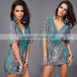 Walson Newest Fashion Milk Silk Sexy V-neck Dress Skirt Big Yards Beach Holiday Dress thumbnail-6