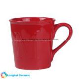 13oz Custom pistil/stamen embossed color glaze ceramic coffee mugLogo-embossed custom ceramic coffee mug