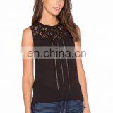 Black Lace With Half Sheer Material Images of Ladies Casual Tops thumbnail-3