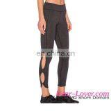 Cheap Women Dusty Charcoal Cutout Side Sports Fitness Yoga Leggings thumbnail-2