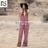 Womens Open Back Sexy Floral Printing Ladies Jumpsuit thumbnail-1
