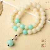 Authentic Natural White Jade Buddha Hand on Pu Tizi Bracelet Two Ring Ring With Original Tibetan Wenwan thumbnail-1