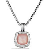 Sterling Silver Jewelry 14mm Albion Pendant with Rose Quartz CZ(P-023)