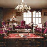 OE-FASHION Factory Price Gold Wooden Frame Classic Red Velvet Sofas thumbnail-1
